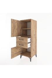 Hyperion Dolap 2 Raflı 2 Çekmeceli 2 Kapaklı 44x44x134 Çam-Çam