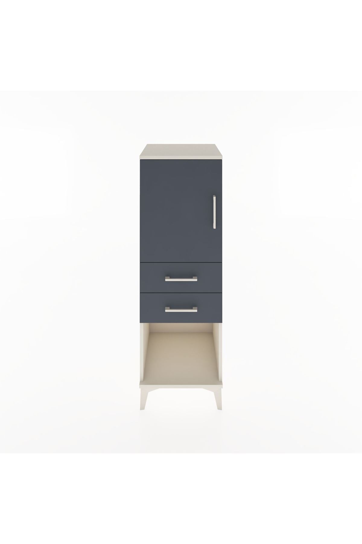 Hyperion Dolap 2 Raflı 2 Çekmeceli Tek Kapaklı 44x44x134 Aytaşı-Antrasit