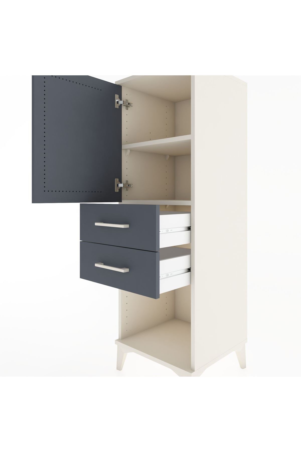 Hyperion Dolap 2 Raflı 2 Çekmeceli Tek Kapaklı 44x44x134 Aytaşı-Antrasit