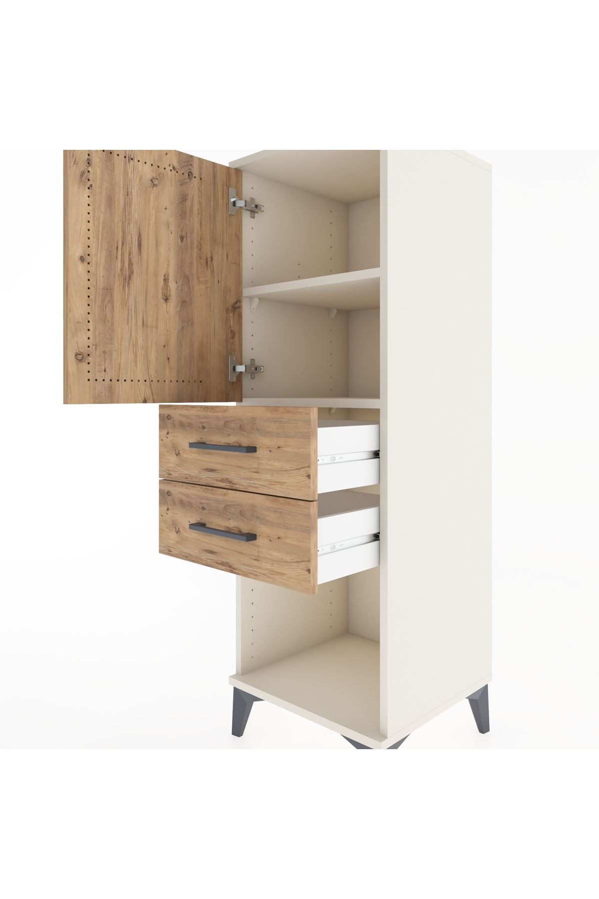 Hyperion Dolap 2 Raflı 2 Çekmeceli Tek Kapaklı 44x44x134 Aytaşı-Çam