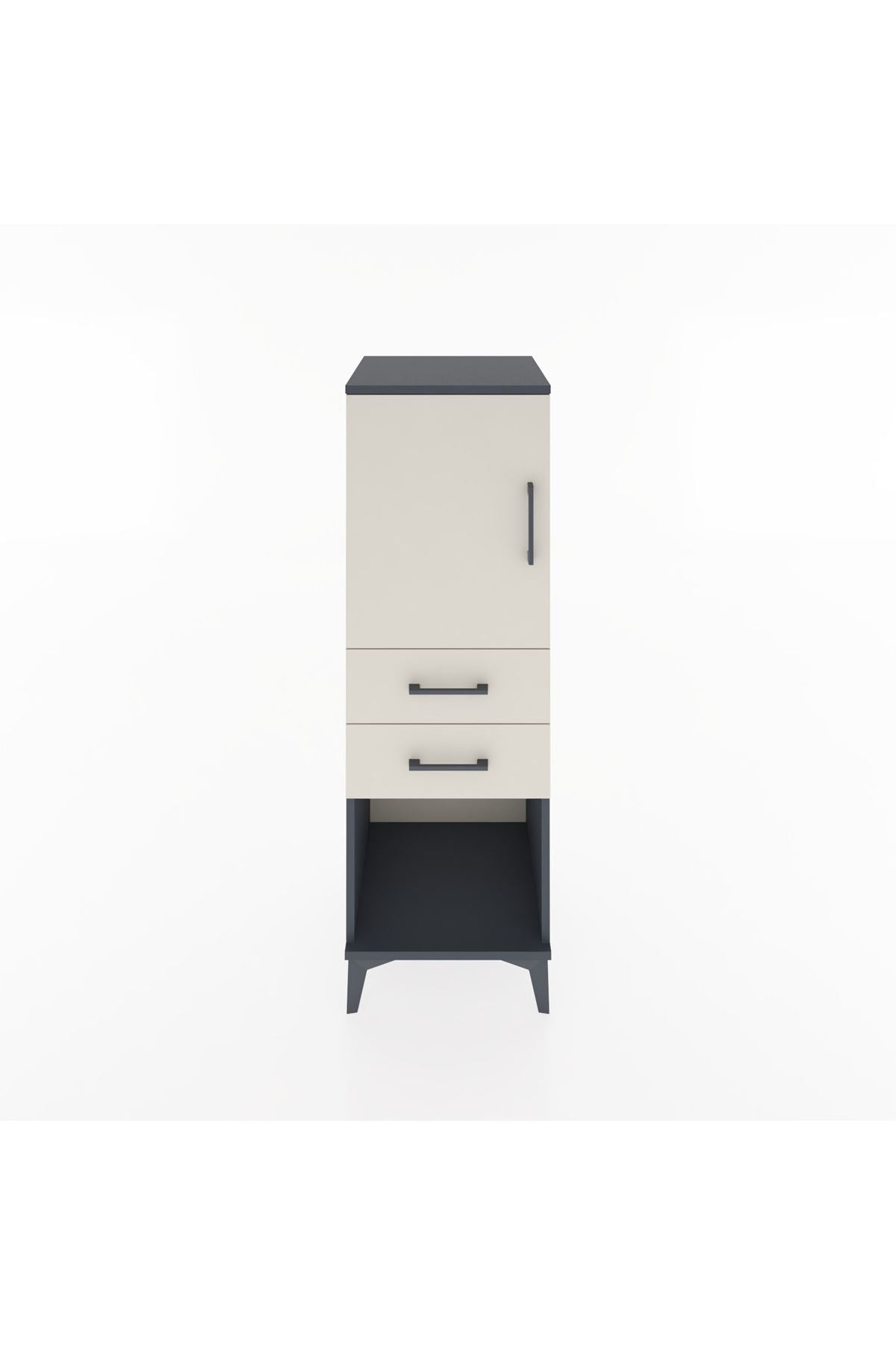 Hyperion Dolap 2 Raflı 2 Çekmeceli Tek Kapaklı 44x44x134 Antrasit-Aytaşı