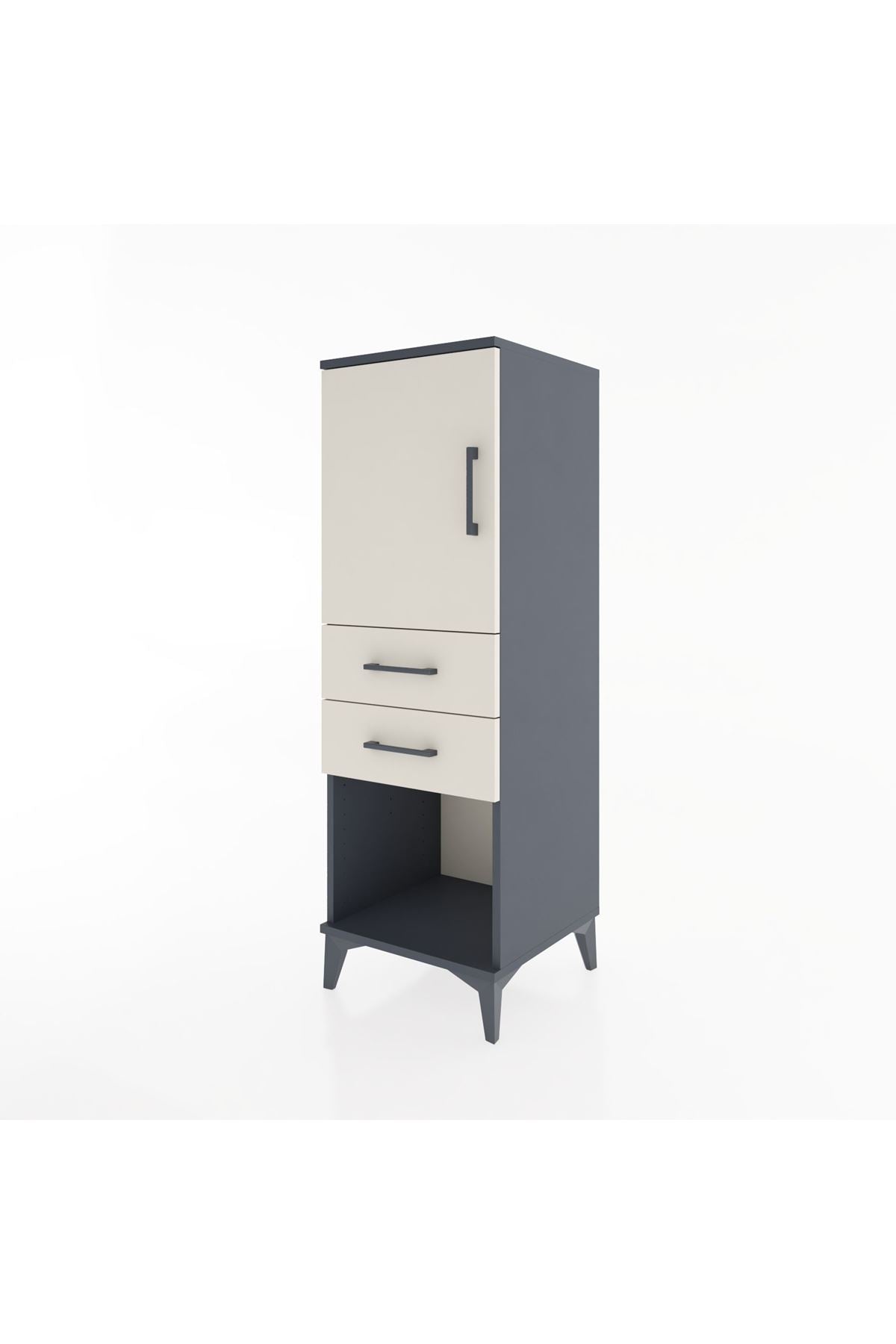 Hyperion Dolap 2 Raflı 2 Çekmeceli Tek Kapaklı 44x44x134 Antrasit-Aytaşı