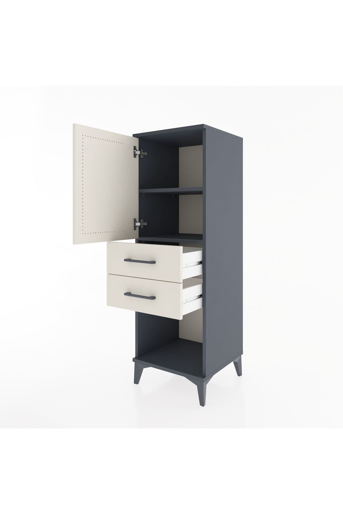 Hyperion Dolap 2 Raflı 2 Çekmeceli Tek Kapaklı 44x44x134 Antrasit-Aytaşı