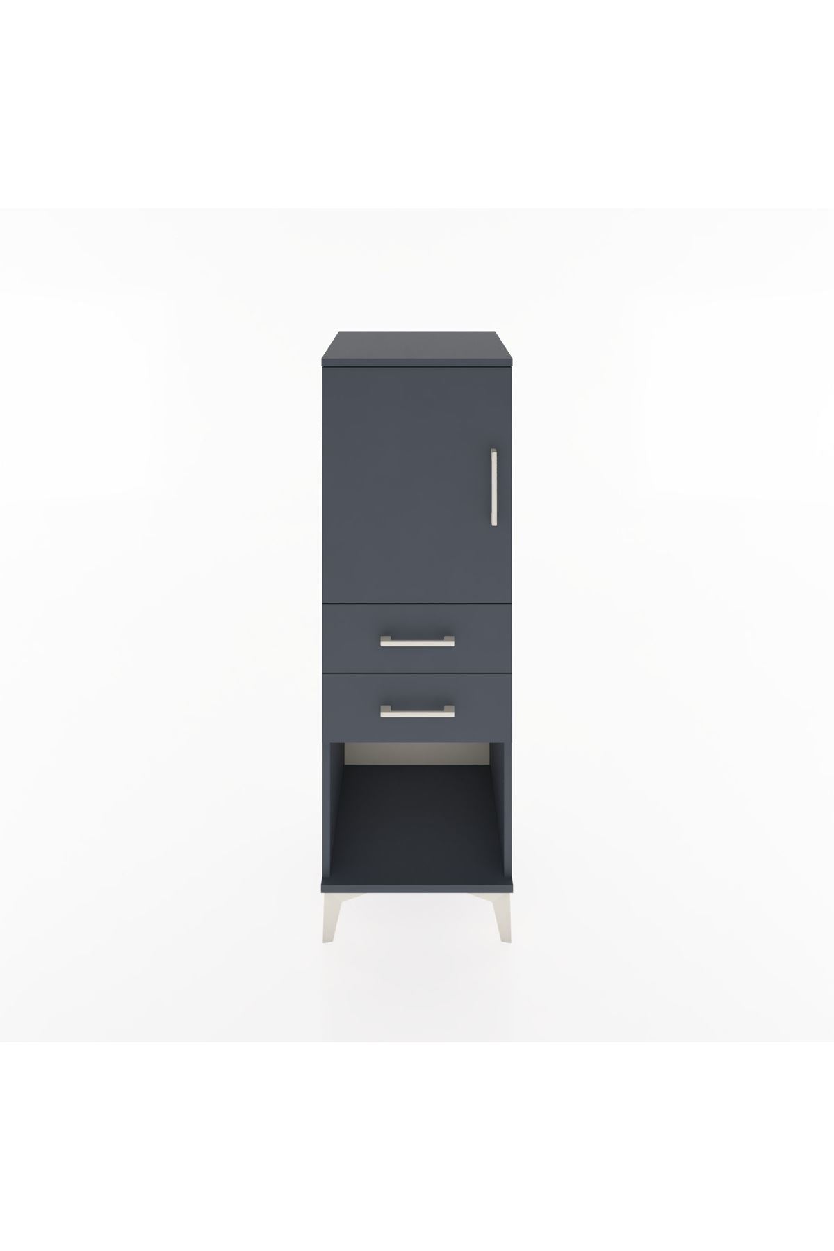 Hyperion Dolap 2 Raflı 2 Çekmeceli Tek Kapaklı 44x44x134 Antrasit-Antrasit