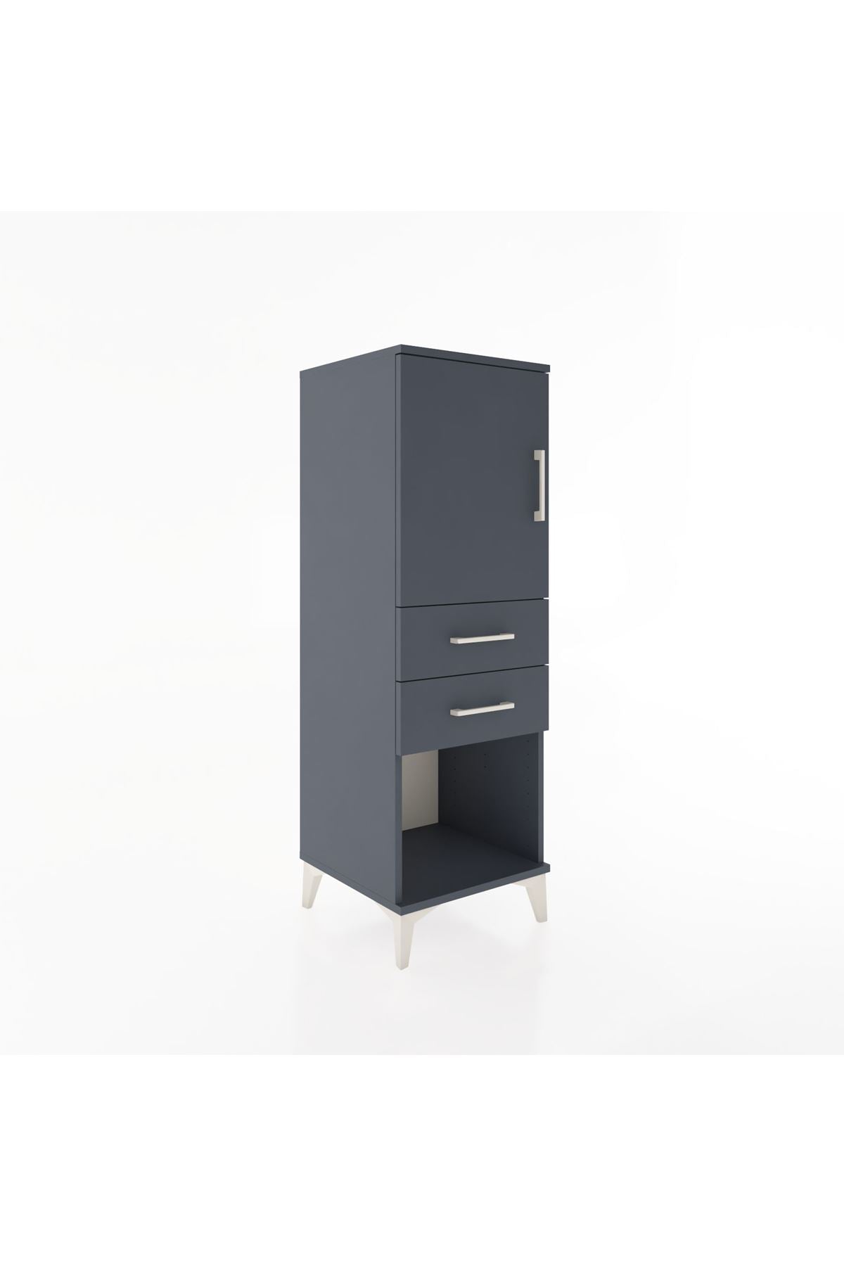 Hyperion Dolap 2 Raflı 2 Çekmeceli Tek Kapaklı 44x44x134 Antrasit-Antrasit