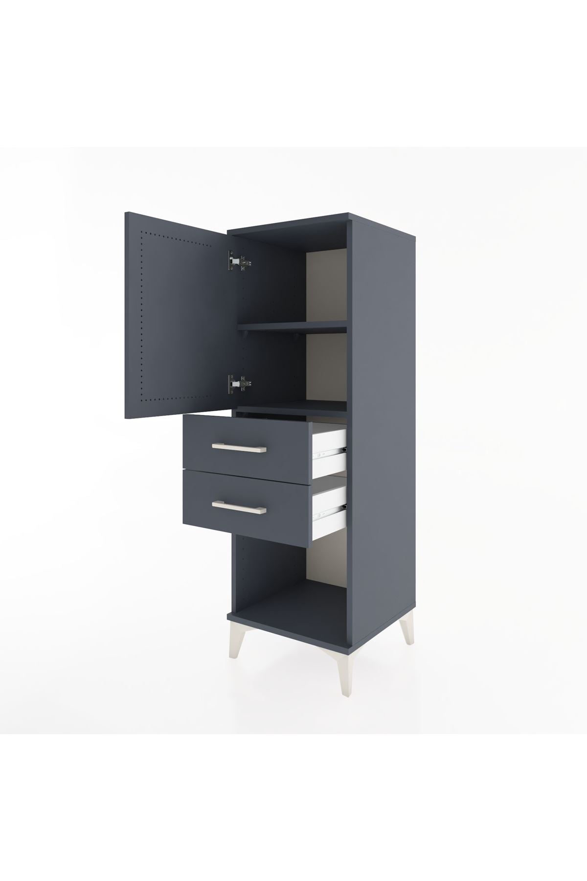 Hyperion Dolap 2 Raflı 2 Çekmeceli Tek Kapaklı 44x44x134 Antrasit-Antrasit