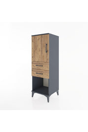 Hyperion Dolap 2 Raflı 2 Çekmeceli Tek Kapaklı 44x44x134 Antrasit-Çam