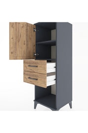 Hyperion Dolap 2 Raflı 2 Çekmeceli Tek Kapaklı 44x44x134 Antrasit-Çam