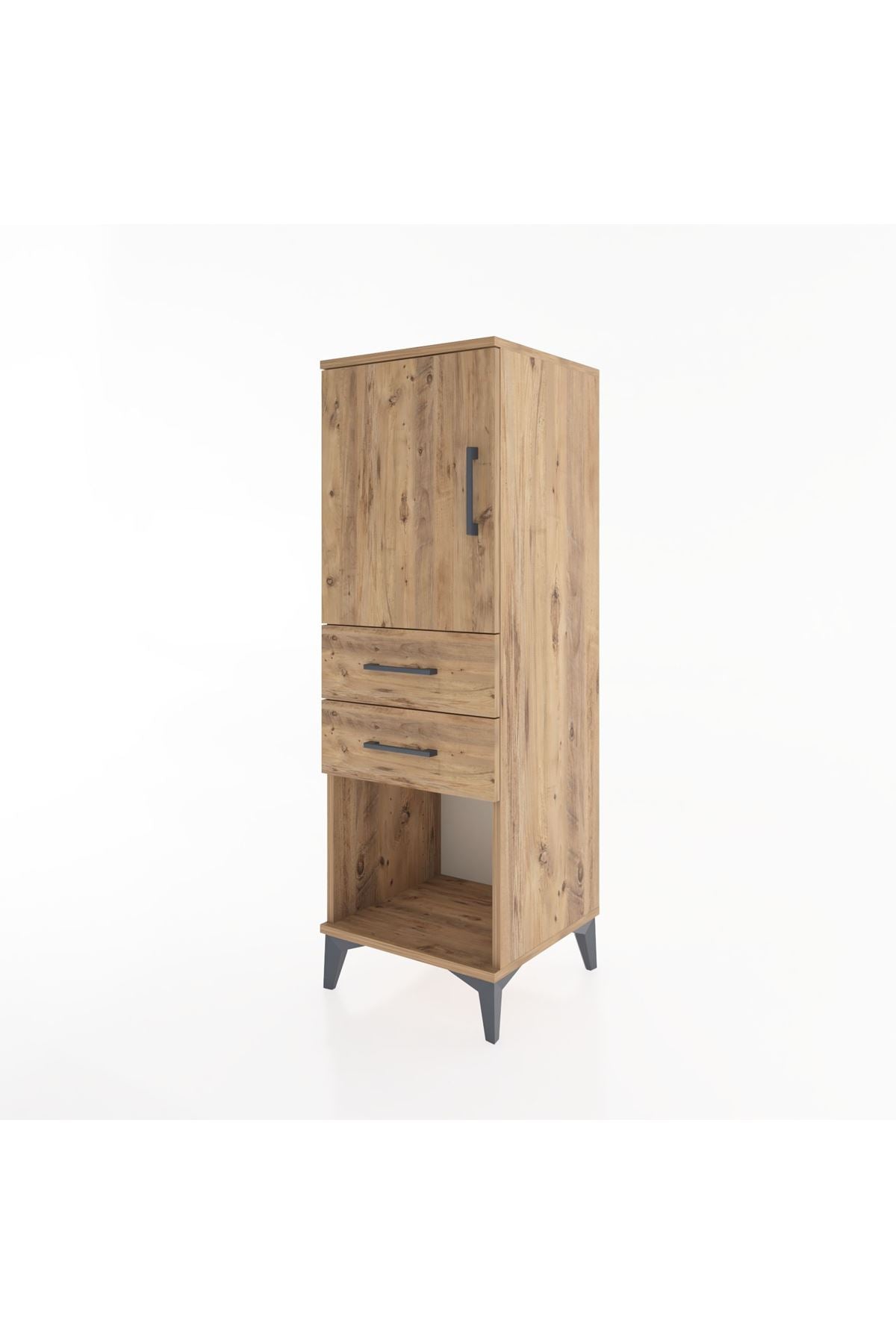 Hyperion Dolap 2 Raflı 2 Çekmeceli Tek Kapaklı 44x44x134 Çam-Çam