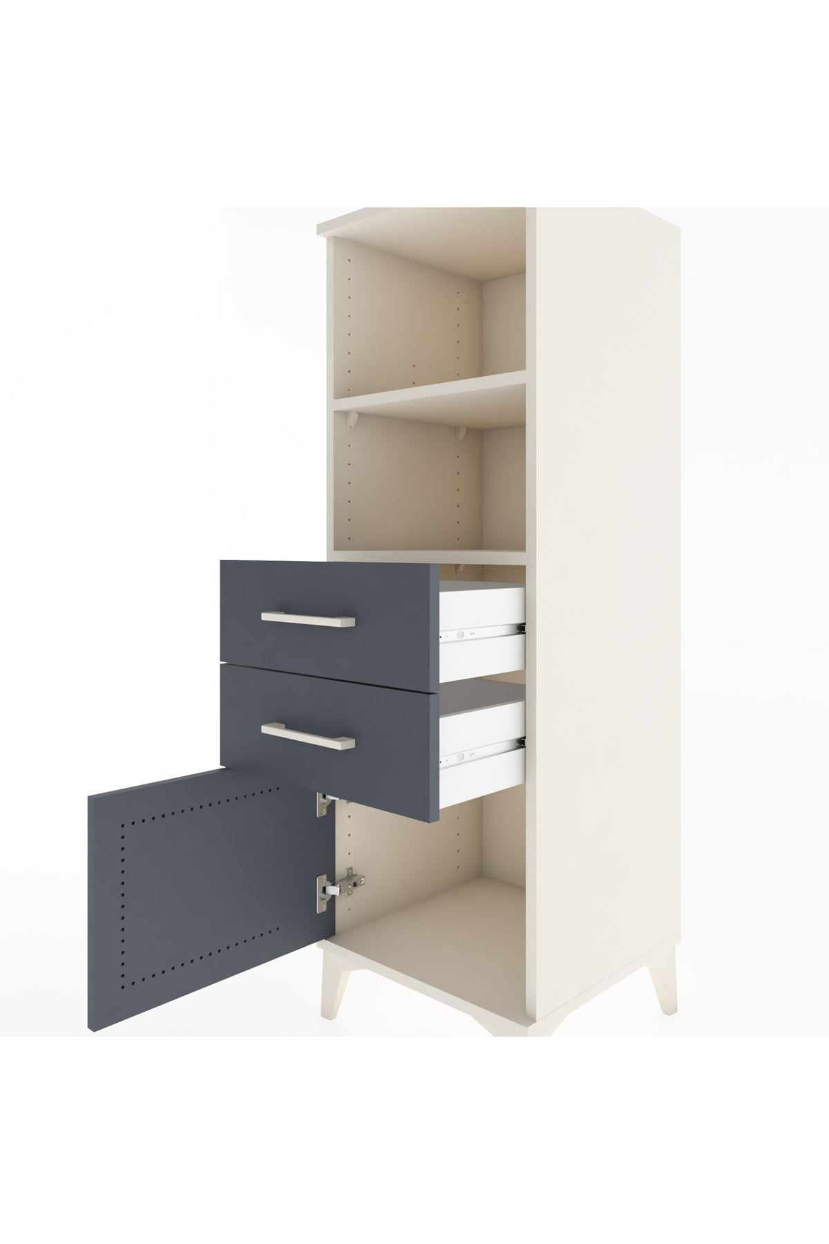 Hyperion Dolap 2 Raflı 2 Çekmeceli Tek Kapaklı 44x44x134 Aytaşı-Antrasit