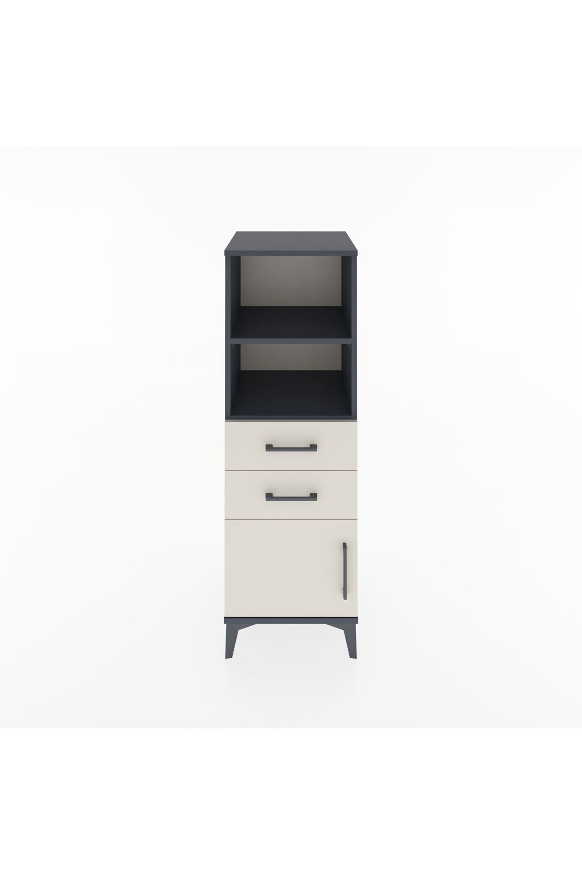 Hyperion Dolap 2 Raflı 2 Çekmeceli Tek Kapaklı 44x44x134 Antrasit-Aytaşı