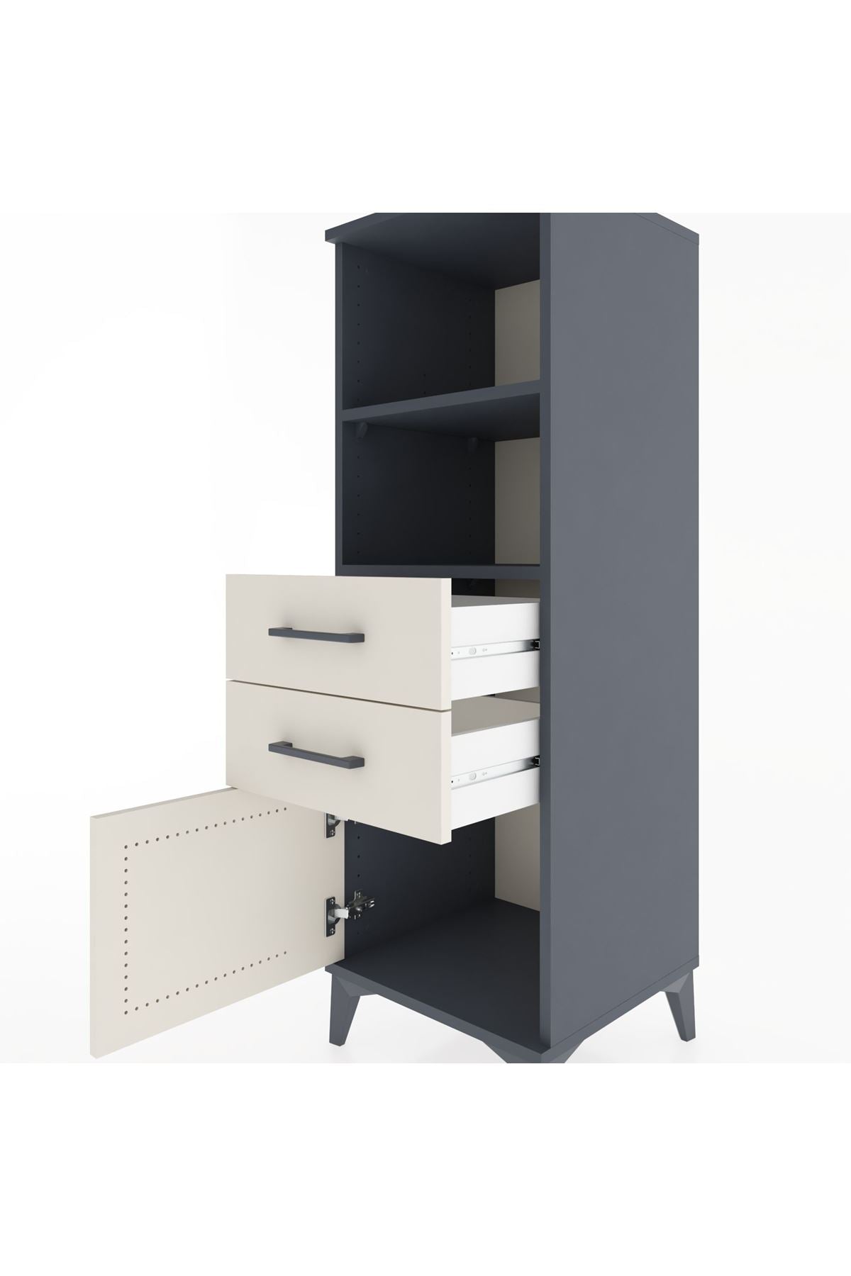 Hyperion Dolap 2 Raflı 2 Çekmeceli Tek Kapaklı 44x44x134 Antrasit-Aytaşı