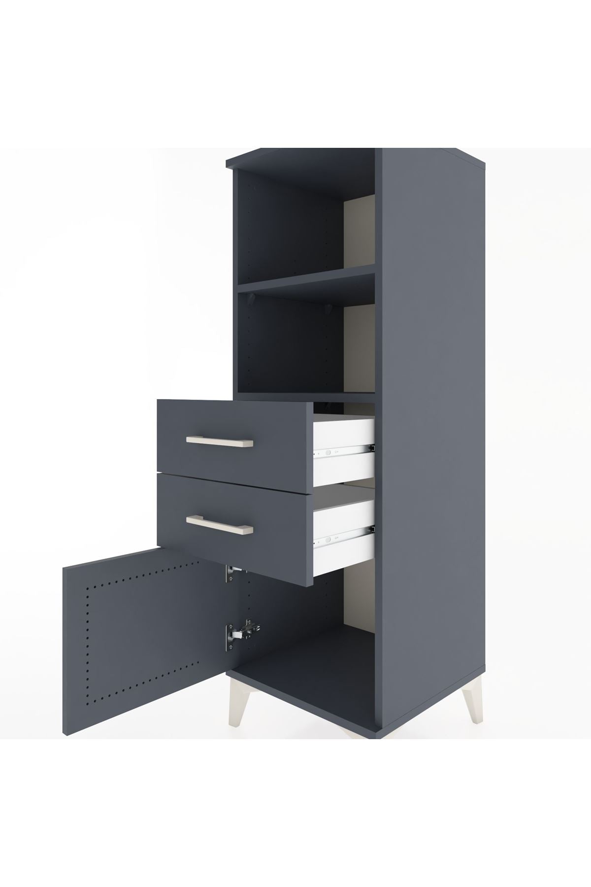 Hyperion Dolap 2 Raflı 2 Çekmeceli Tek Kapaklı 44x44x134 Antrasit-Antrasit