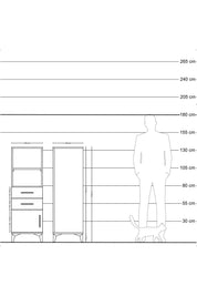 Hyperion Dolap 2 Raflı 2 Çekmeceli Tek Kapaklı 44x44x134 Antrasit-Çam