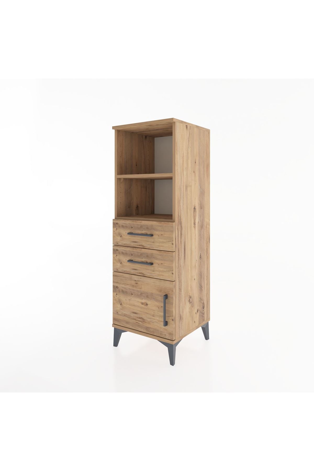 Hyperion Dolap 2 Raflı 2 Çekmeceli Tek Kapaklı 44x44x134 Çam-Çam