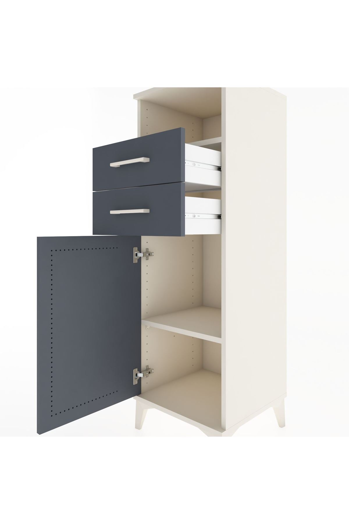 Hyperion Dolap 2 Raflı 2 Çekmeceli Tek Kapaklı 44x44x134 Aytaşı-Antrasit