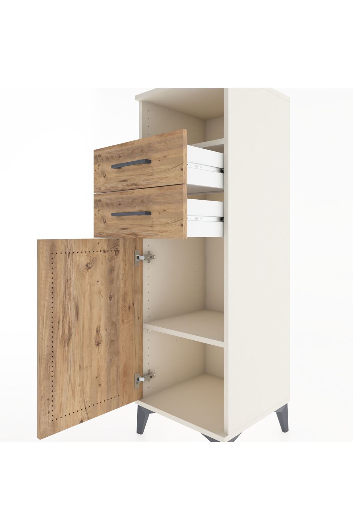 Hyperion Dolap 2 Raflı 2 Çekmeceli Tek Kapaklı 44x44x134 Aytaşı-Çam