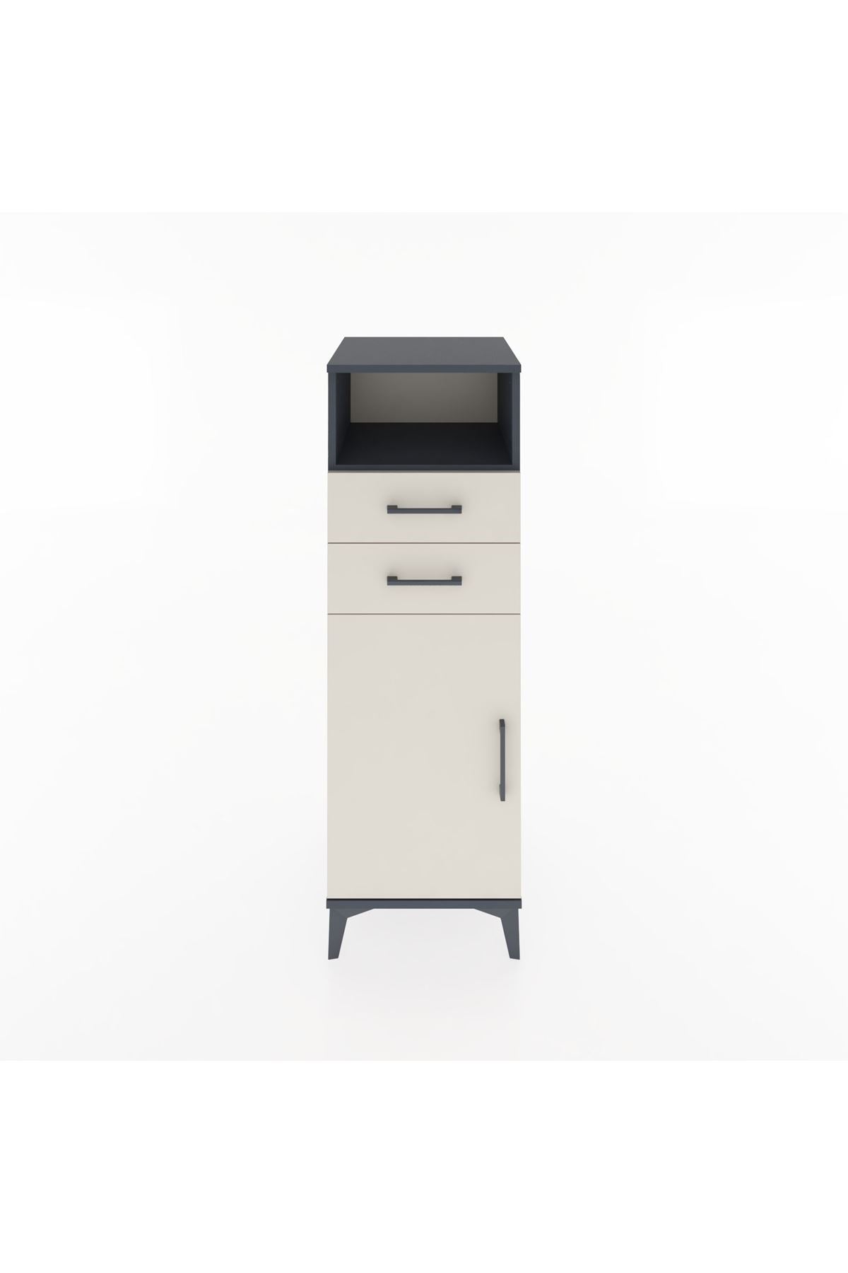 Hyperion Dolap 2 Raflı 2 Çekmeceli Tek Kapaklı 44x44x134 Antrasit-Aytaşı