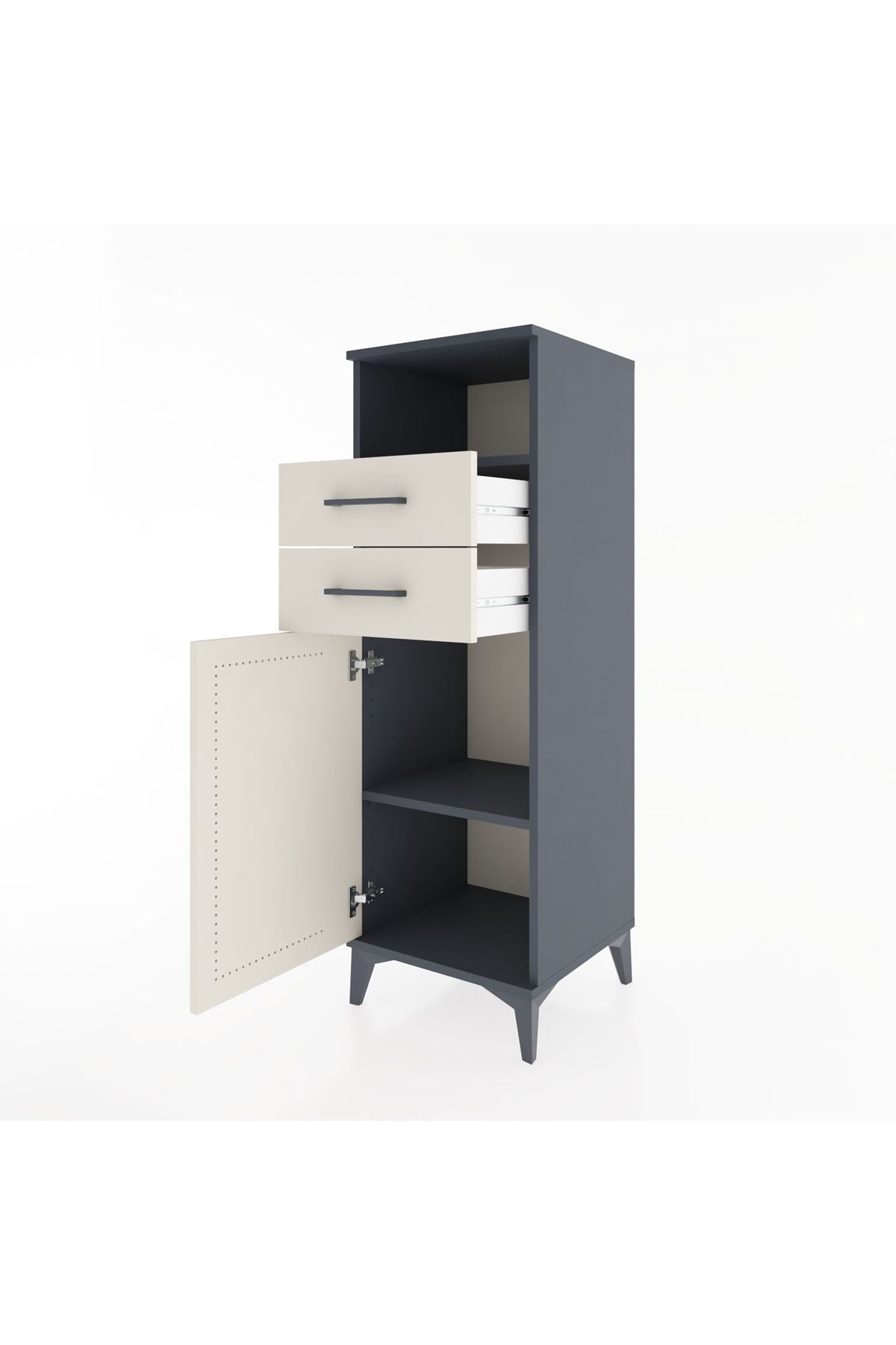 Hyperion Dolap 2 Raflı 2 Çekmeceli Tek Kapaklı 44x44x134 Antrasit-Aytaşı