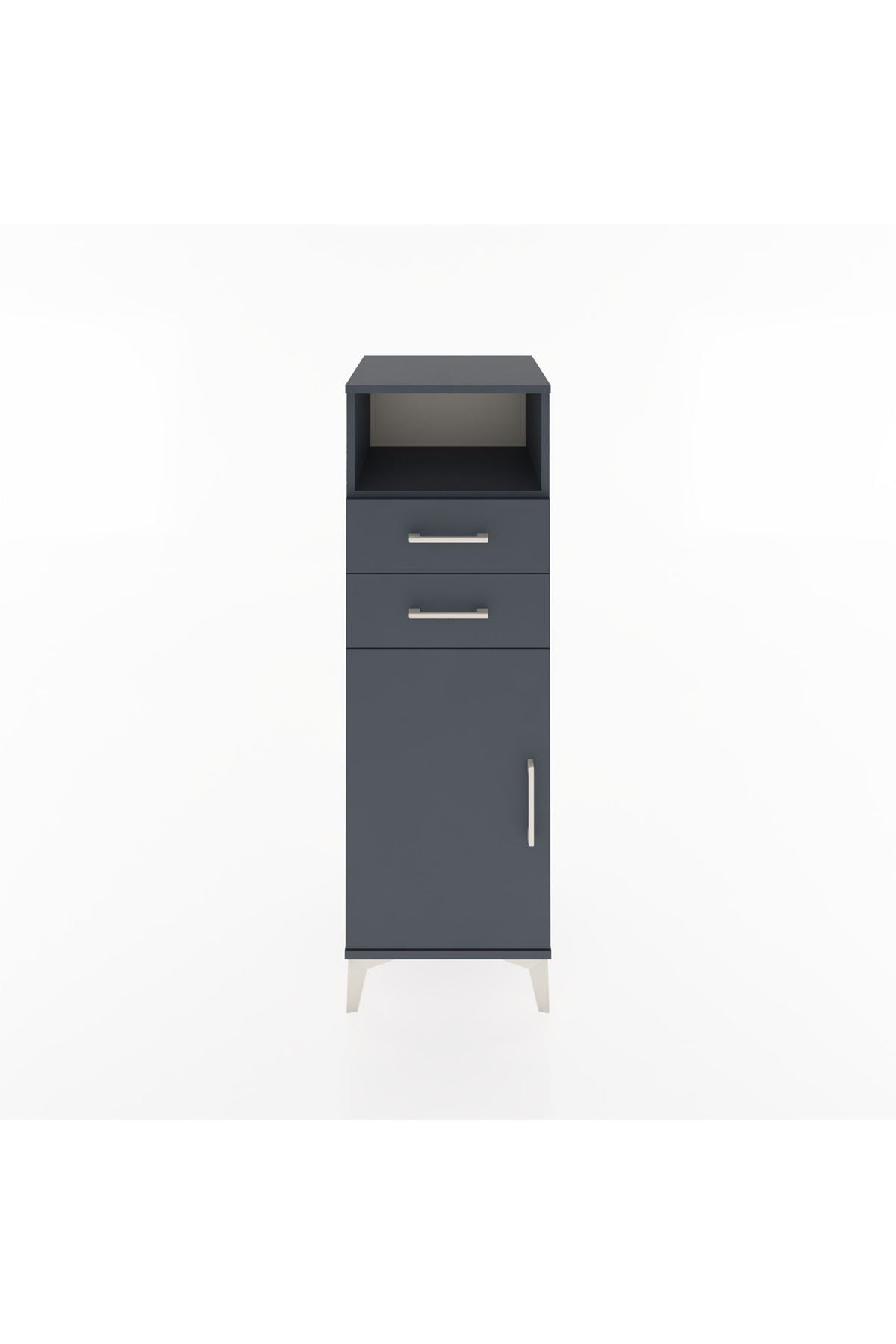 Hyperion Dolap 2 Raflı 2 Çekmeceli Tek Kapaklı 44x44x134 Antrasit-Antrasit