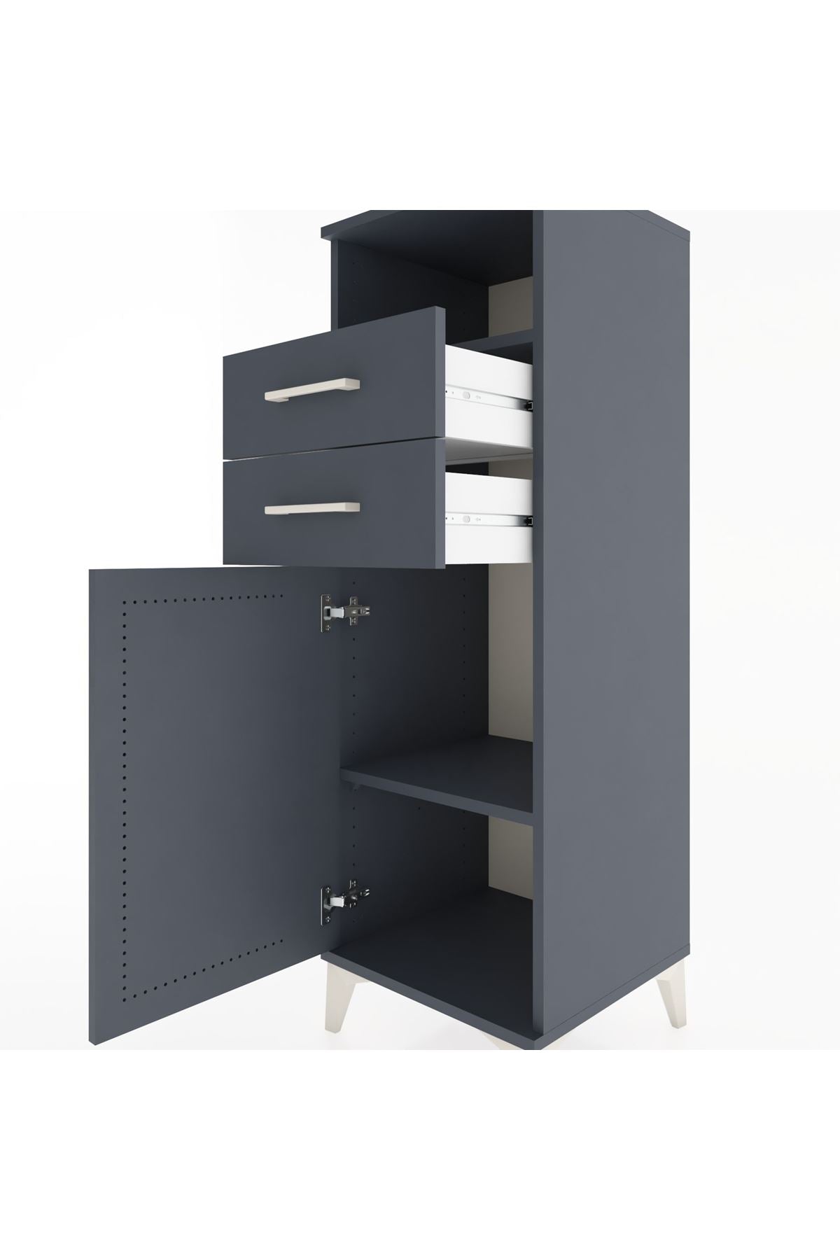 Hyperion Dolap 2 Raflı 2 Çekmeceli Tek Kapaklı 44x44x134 Antrasit-Antrasit