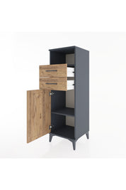 Hyperion Dolap 2 Raflı 2 Çekmeceli Tek Kapaklı 44x44x134 Antrasit-Çam