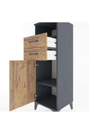 Hyperion Dolap 2 Raflı 2 Çekmeceli Tek Kapaklı 44x44x134 Antrasit-Çam