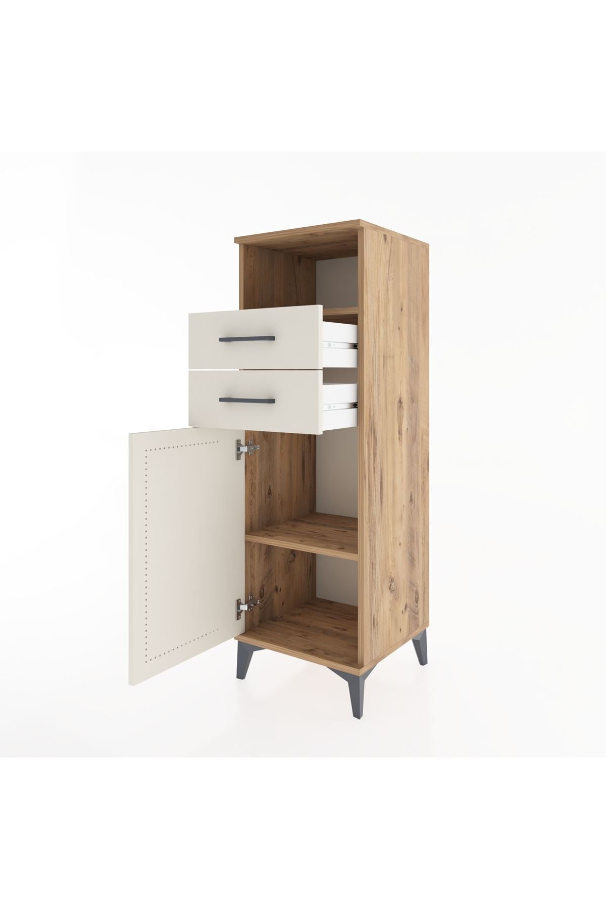 Hyperion Dolap 2 Raflı 2 Çekmeceli Tek Kapaklı 44x44x134 Çam-Aytaşı