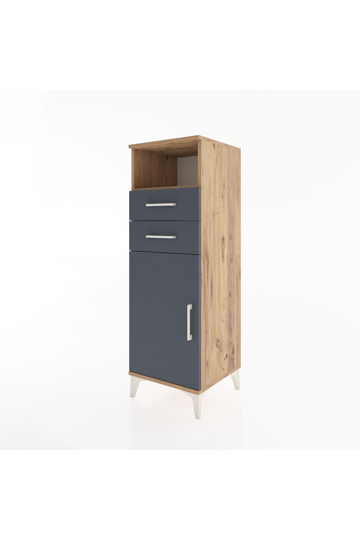 Hyperion Dolap 2 Raflı 2 Çekmeceli Tek Kapaklı 44x44x134 Çam-Antrasit