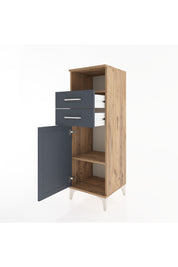Hyperion Dolap 2 Raflı 2 Çekmeceli Tek Kapaklı 44x44x134 Çam-Antrasit