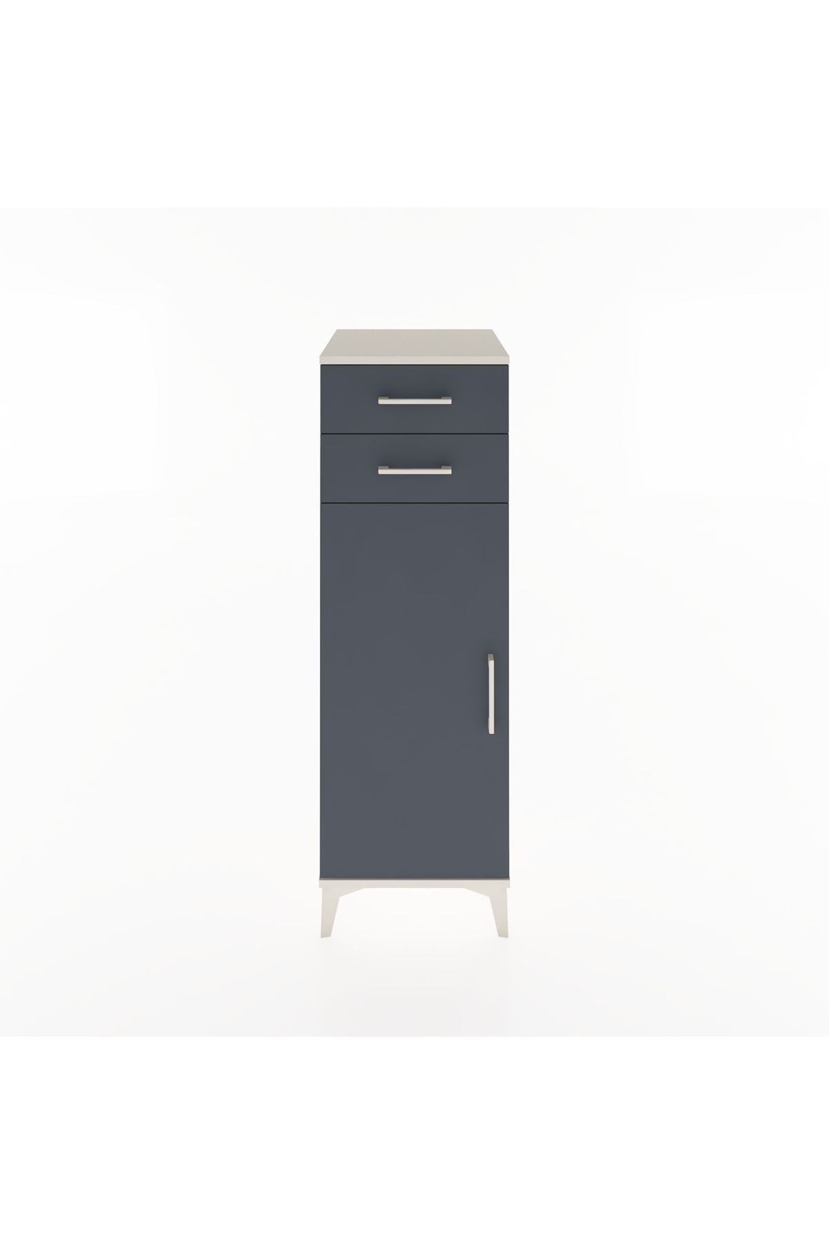 Hyperion Dolap 2 Raflı 2 Çekmeceli Tek Kapaklı 44x44x134 Aytaşı-Antrasit