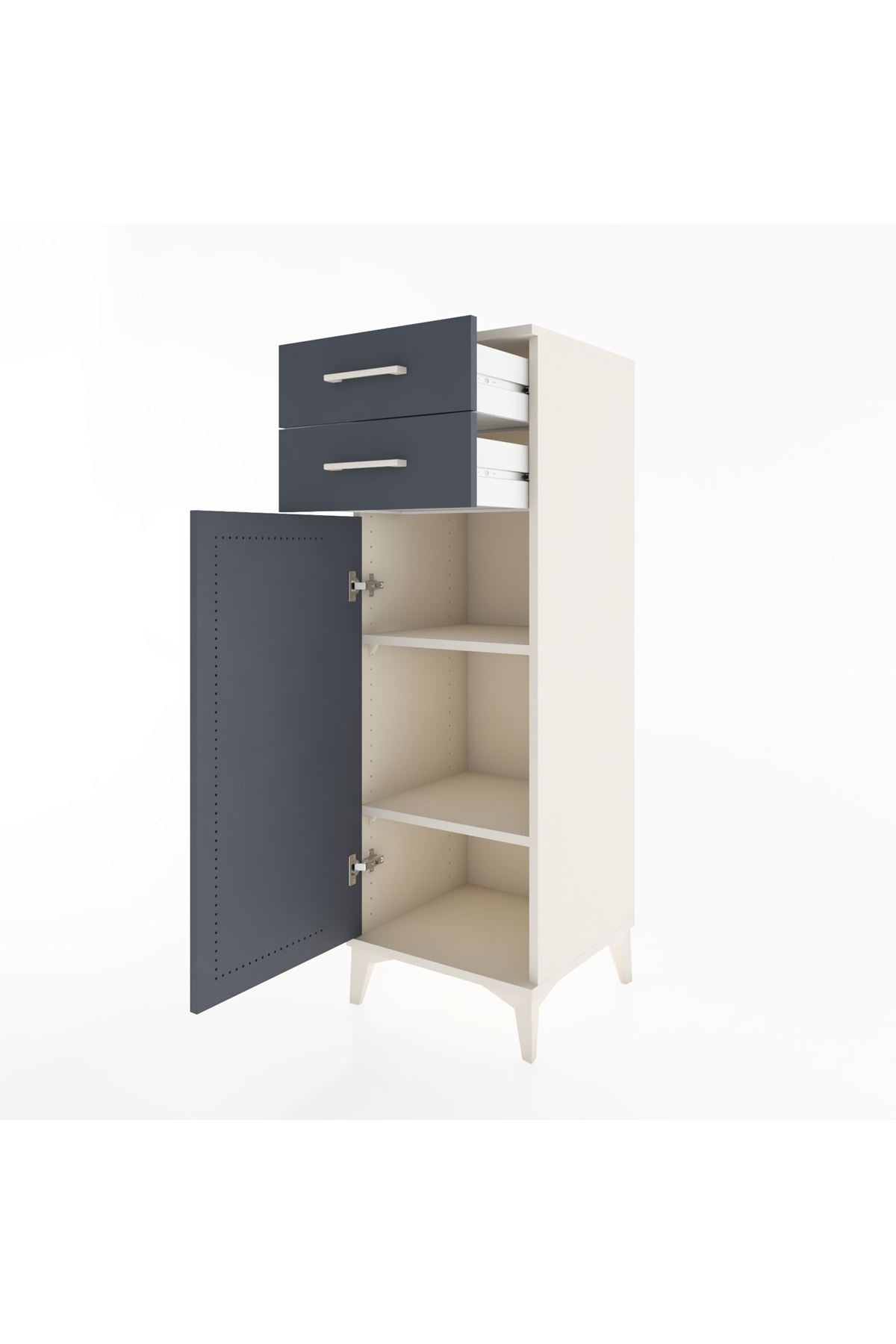 Hyperion Dolap 2 Raflı 2 Çekmeceli Tek Kapaklı 44x44x134 Aytaşı-Antrasit