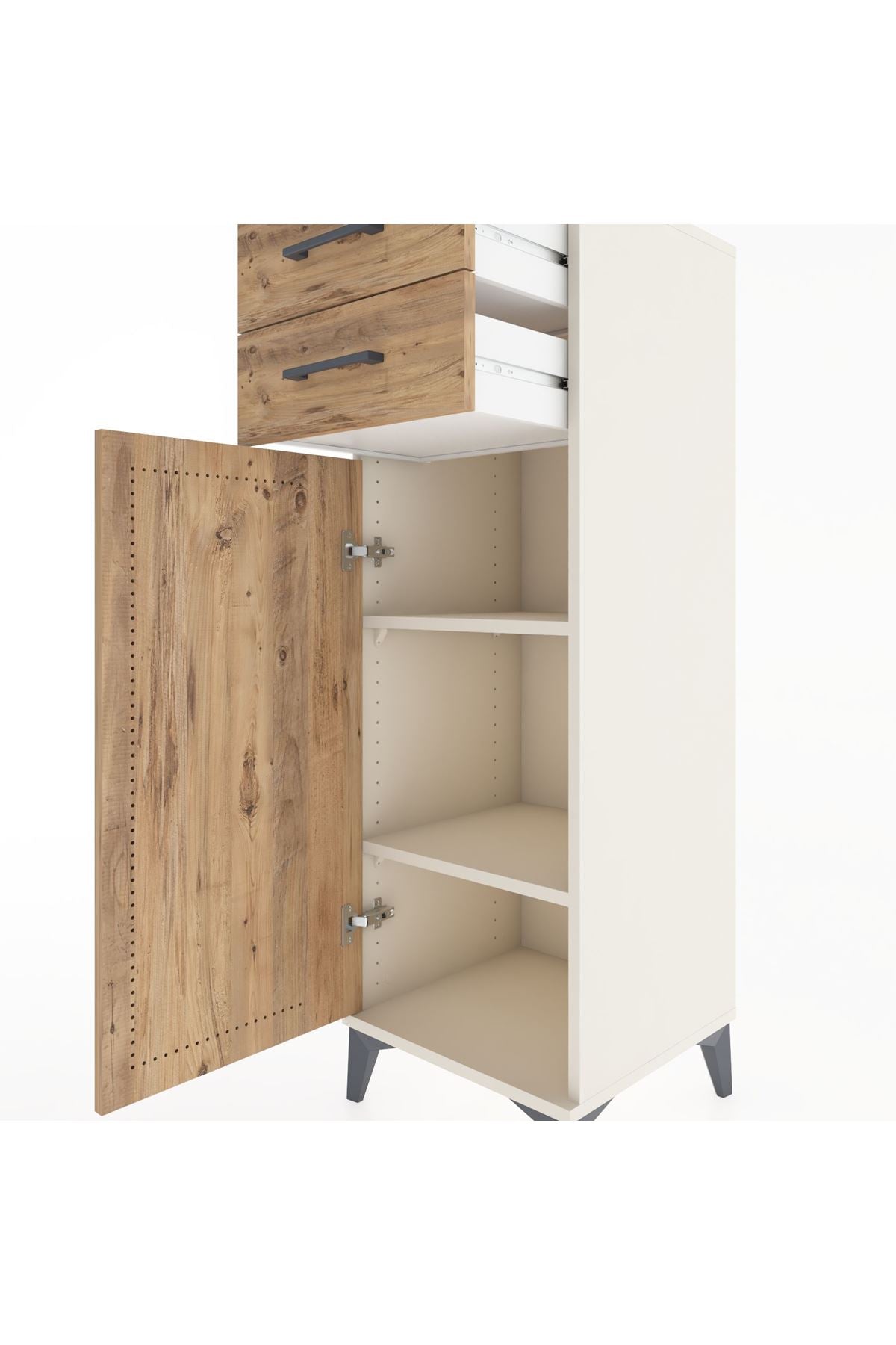 Hyperion Dolap 2 Raflı 2 Çekmeceli Tek Kapaklı 44x44x134 Aytaşı-Çam