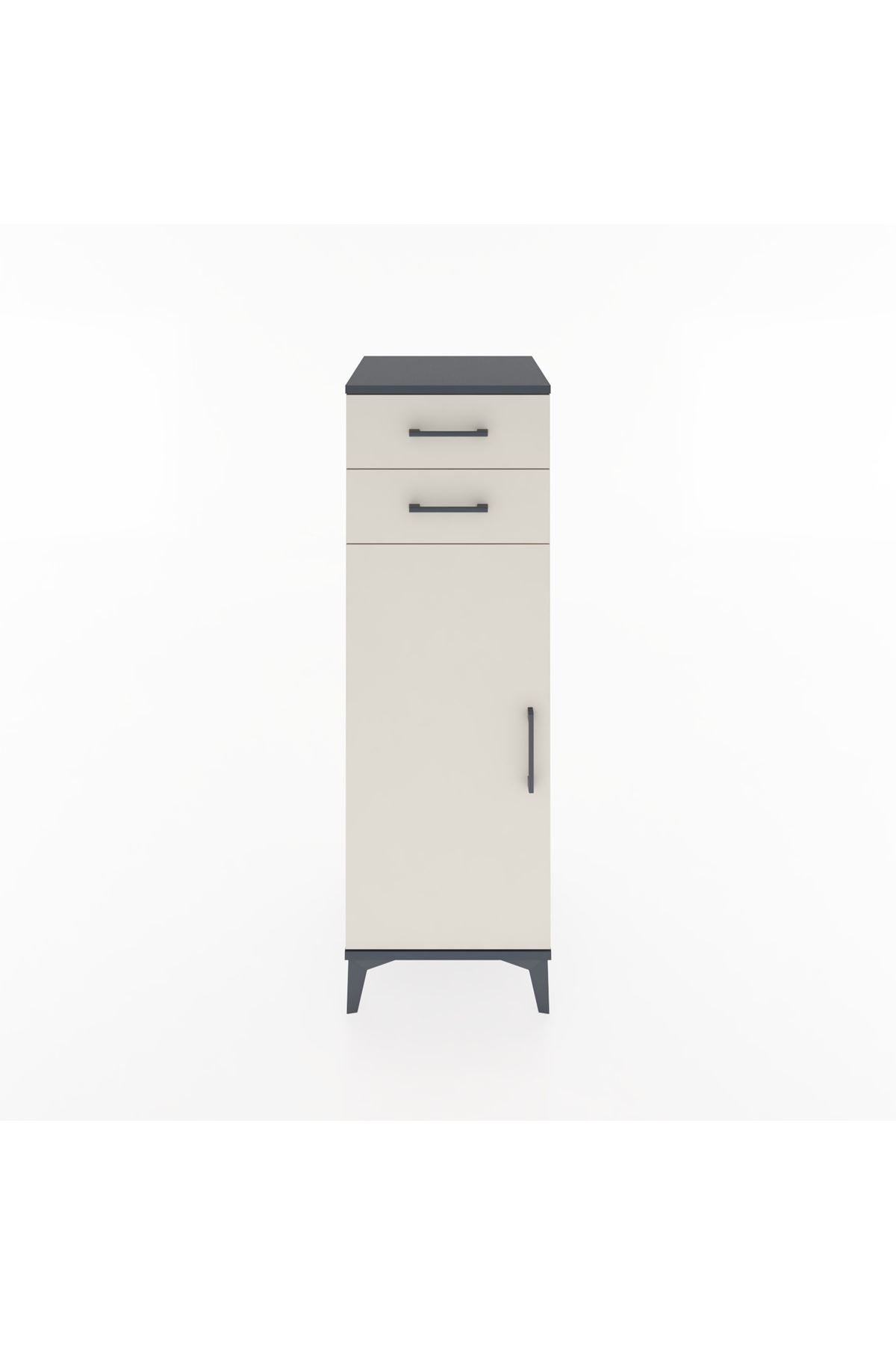 Hyperion Dolap 2 Raflı 2 Çekmeceli Tek Kapaklı 44x44x134 Antrasit-Aytaşı