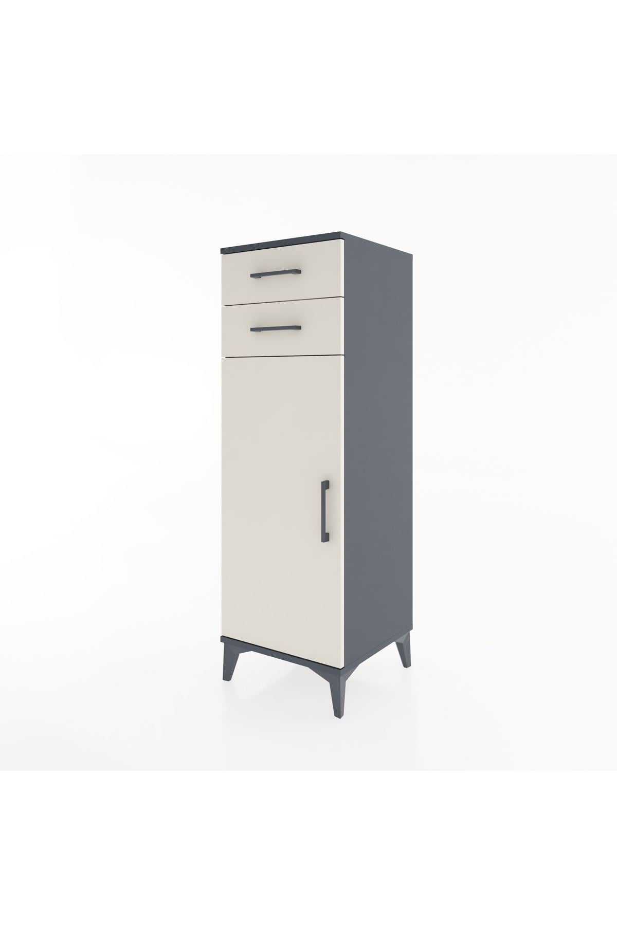 Hyperion Dolap 2 Raflı 2 Çekmeceli Tek Kapaklı 44x44x134 Antrasit-Aytaşı