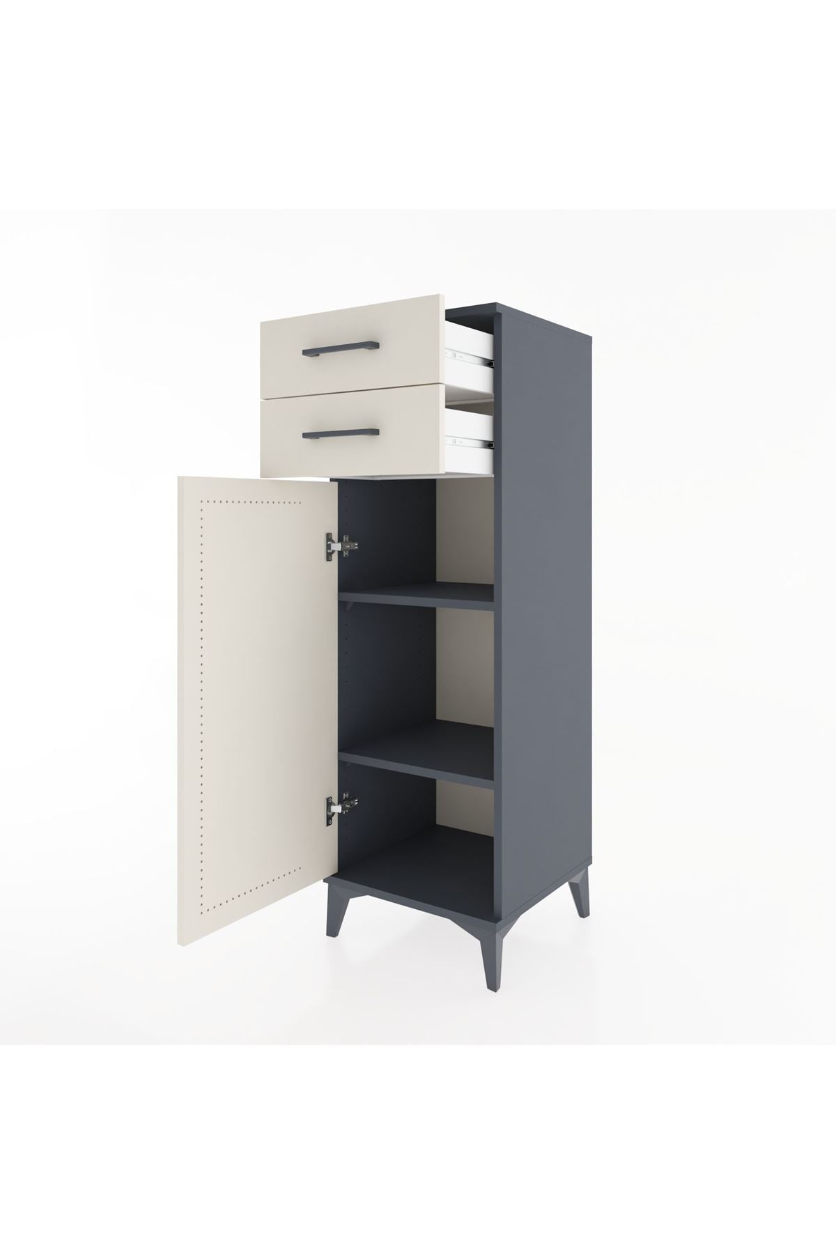 Hyperion Dolap 2 Raflı 2 Çekmeceli Tek Kapaklı 44x44x134 Antrasit-Aytaşı