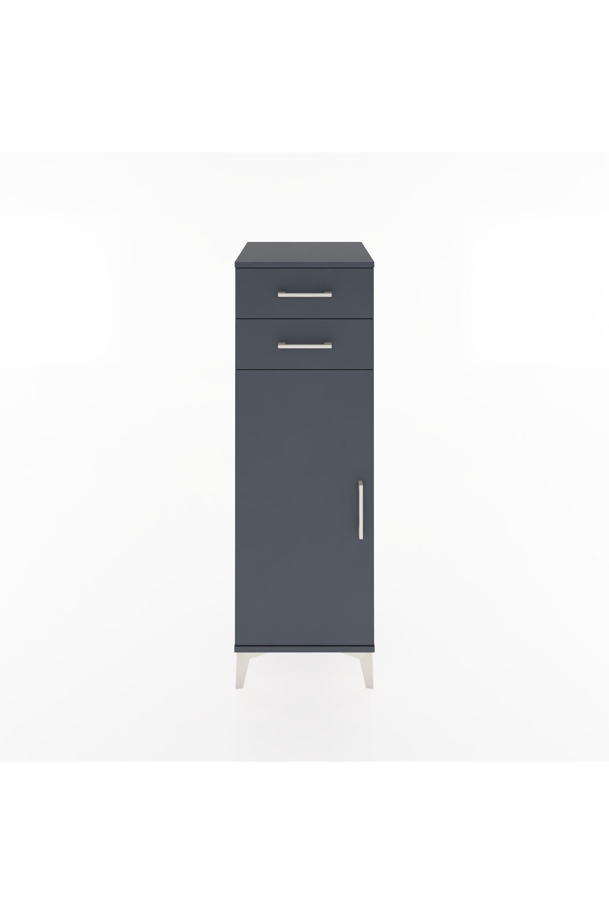 Hyperion Dolap 2 Raflı 2 Çekmeceli Tek Kapaklı 44x44x134 Antrasit-Antrasit