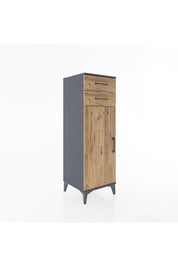 Hyperion Dolap 2 Raflı 2 Çekmeceli Tek Kapaklı 44x44x134 Antrasit-Çam