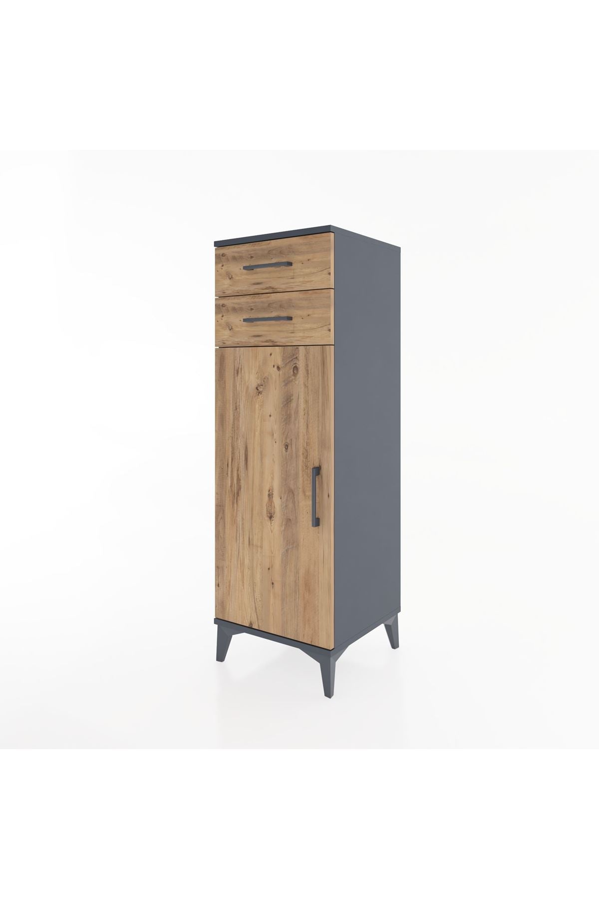 Hyperion Dolap 2 Raflı 2 Çekmeceli Tek Kapaklı 44x44x134 Antrasit-Çam