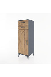 Hyperion Dolap 2 Raflı 2 Çekmeceli Tek Kapaklı 44x44x134 Antrasit-Çam