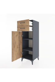 Hyperion Dolap 2 Raflı 2 Çekmeceli Tek Kapaklı 44x44x134 Antrasit-Çam