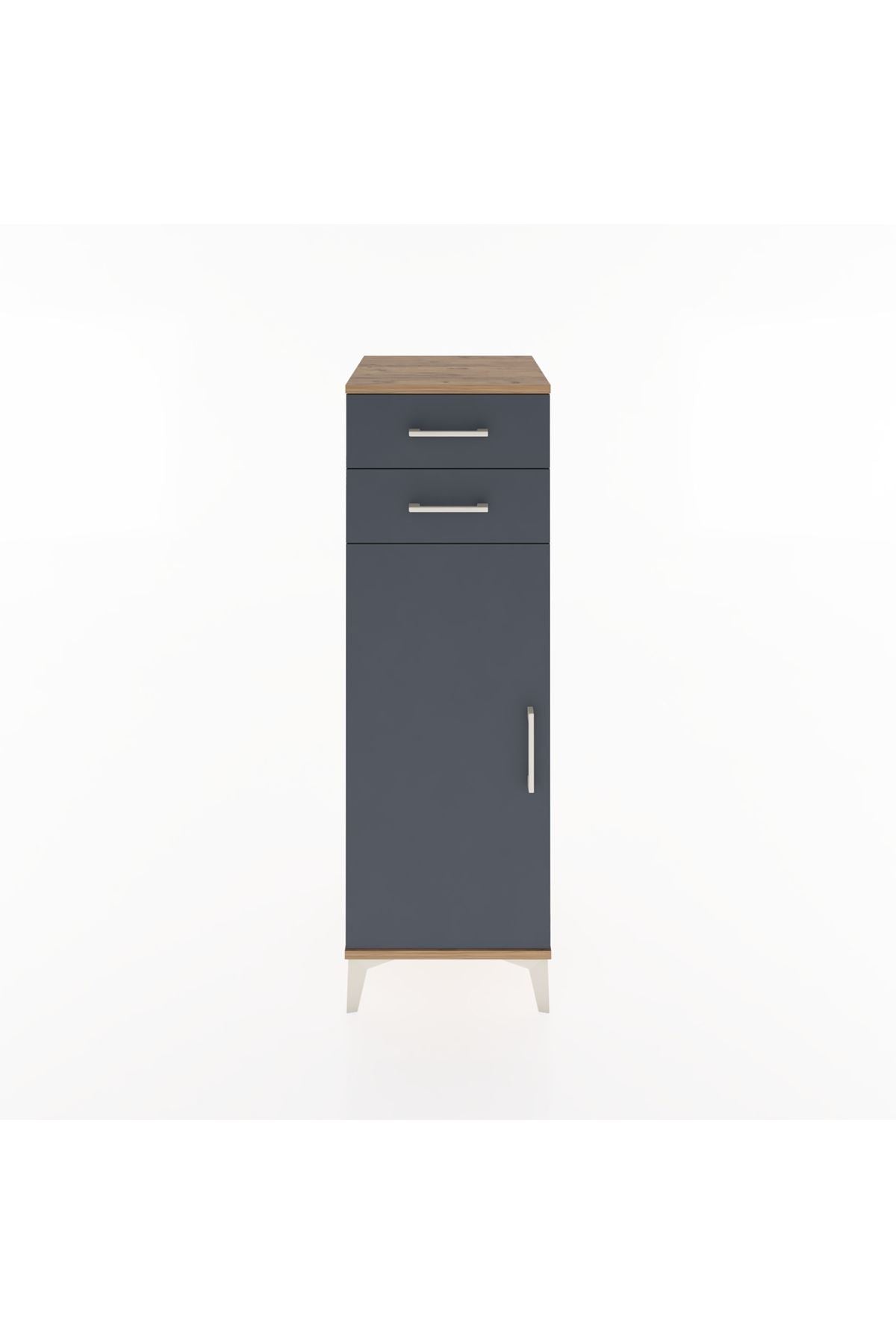 Hyperion Dolap 2 Raflı 2 Çekmeceli Tek Kapaklı 44x44x134 Çam-Antrasit