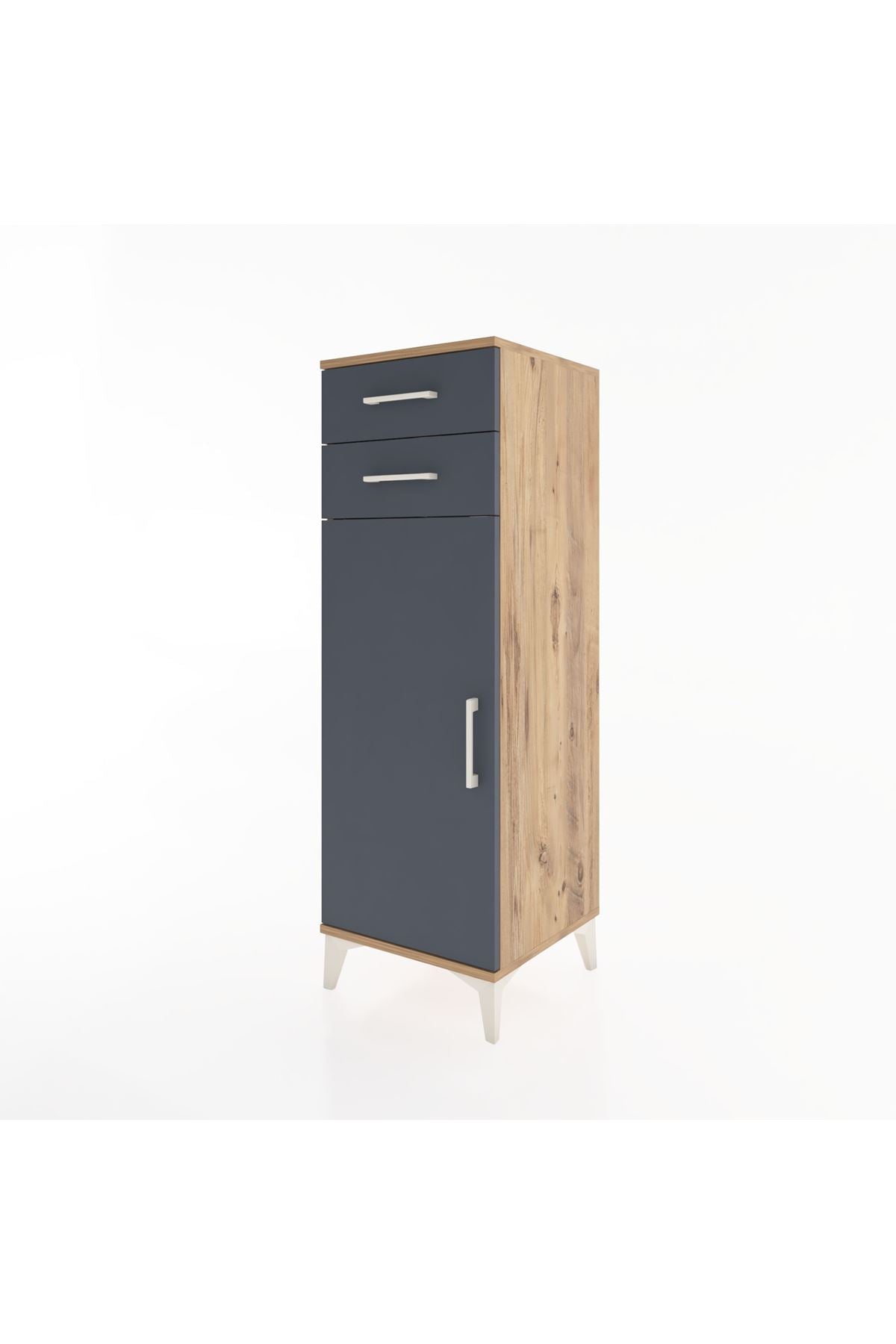 Hyperion Dolap 2 Raflı 2 Çekmeceli Tek Kapaklı 44x44x134 Çam-Antrasit