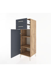 Hyperion Dolap 2 Raflı 2 Çekmeceli Tek Kapaklı 44x44x134 Çam-Antrasit