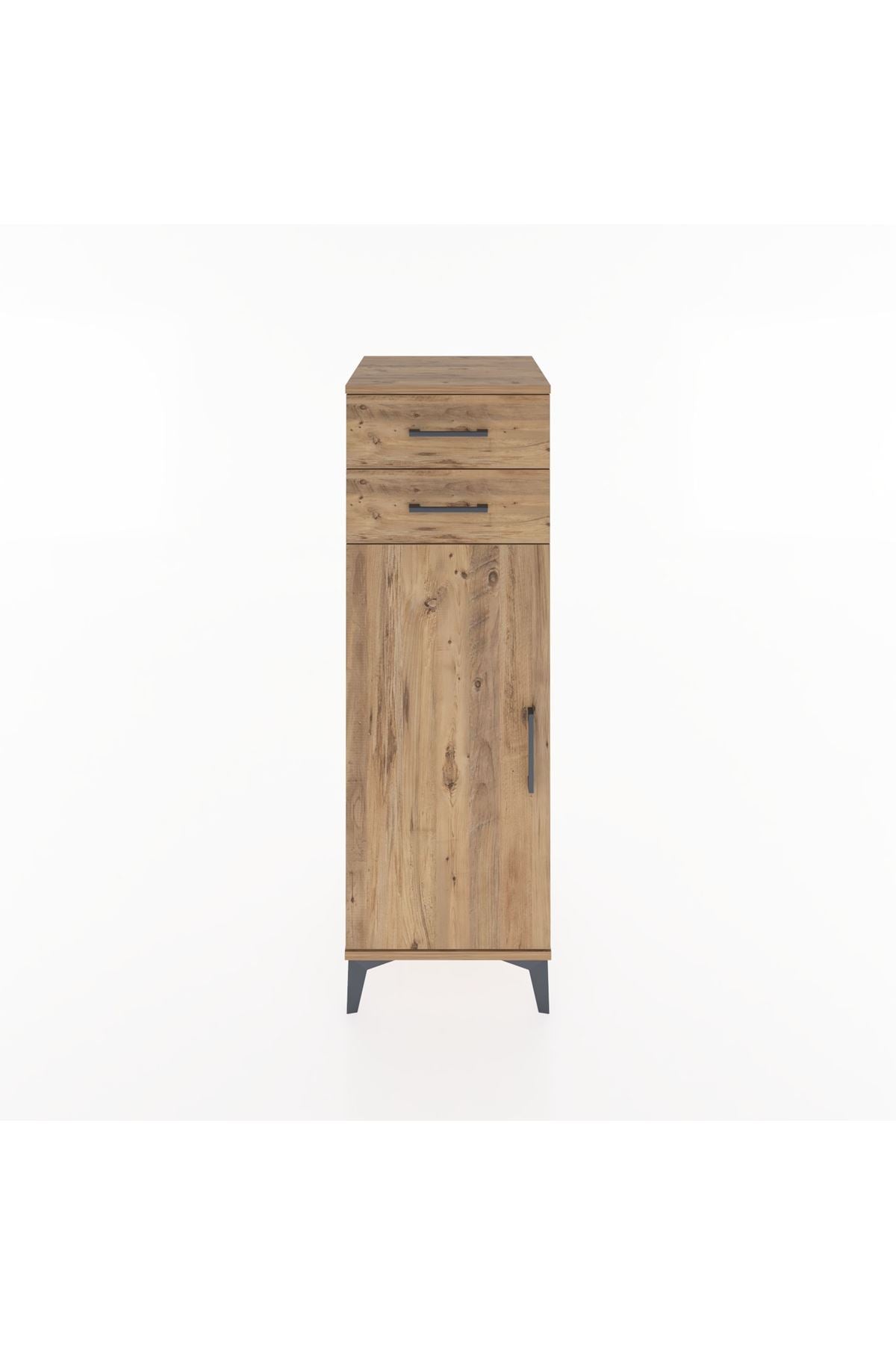 Hyperion Dolap 2 Raflı 2 Çekmeceli Tek Kapaklı 44x44x134 Çam-Çam