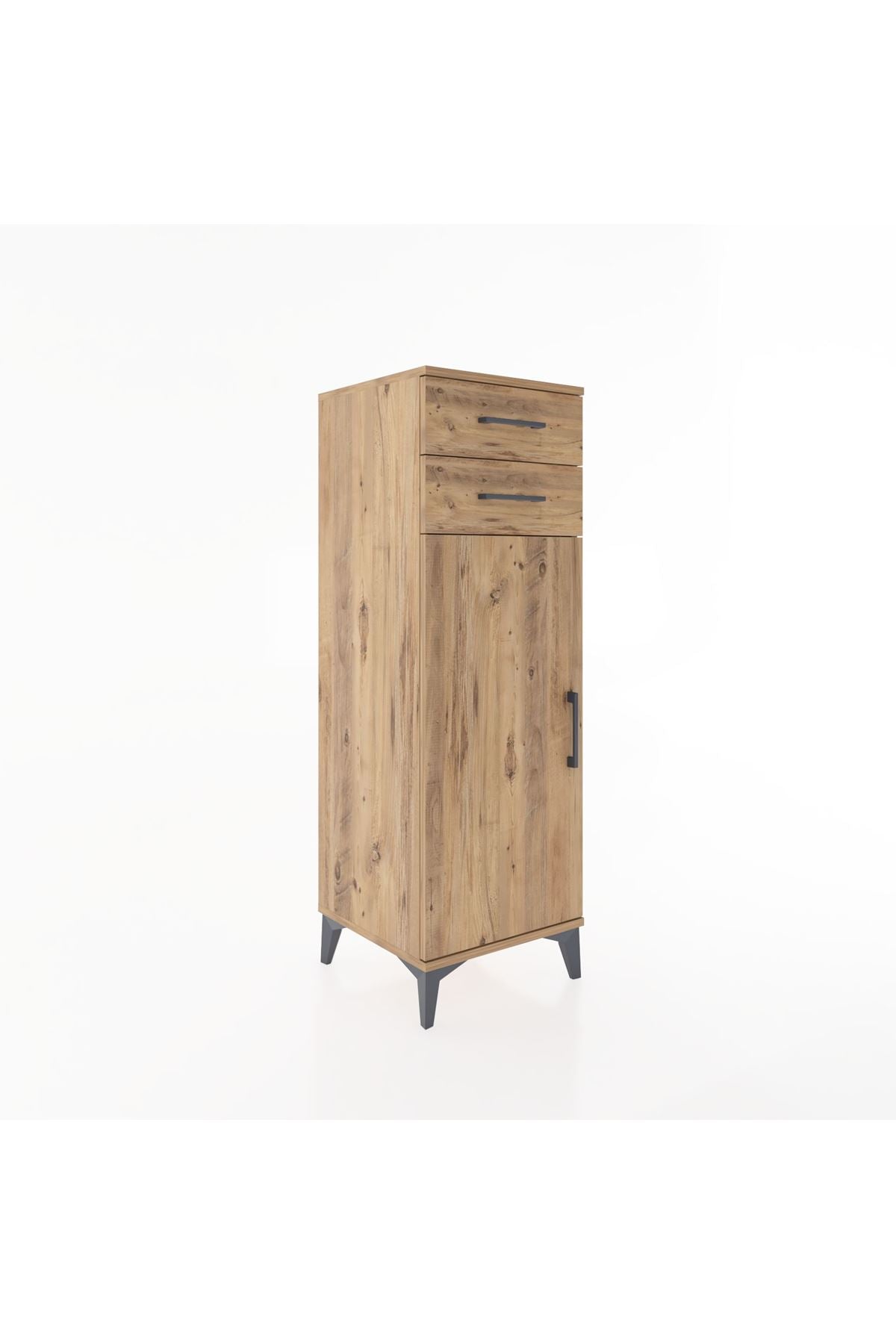 Hyperion Dolap 2 Raflı 2 Çekmeceli Tek Kapaklı 44x44x134 Çam-Çam