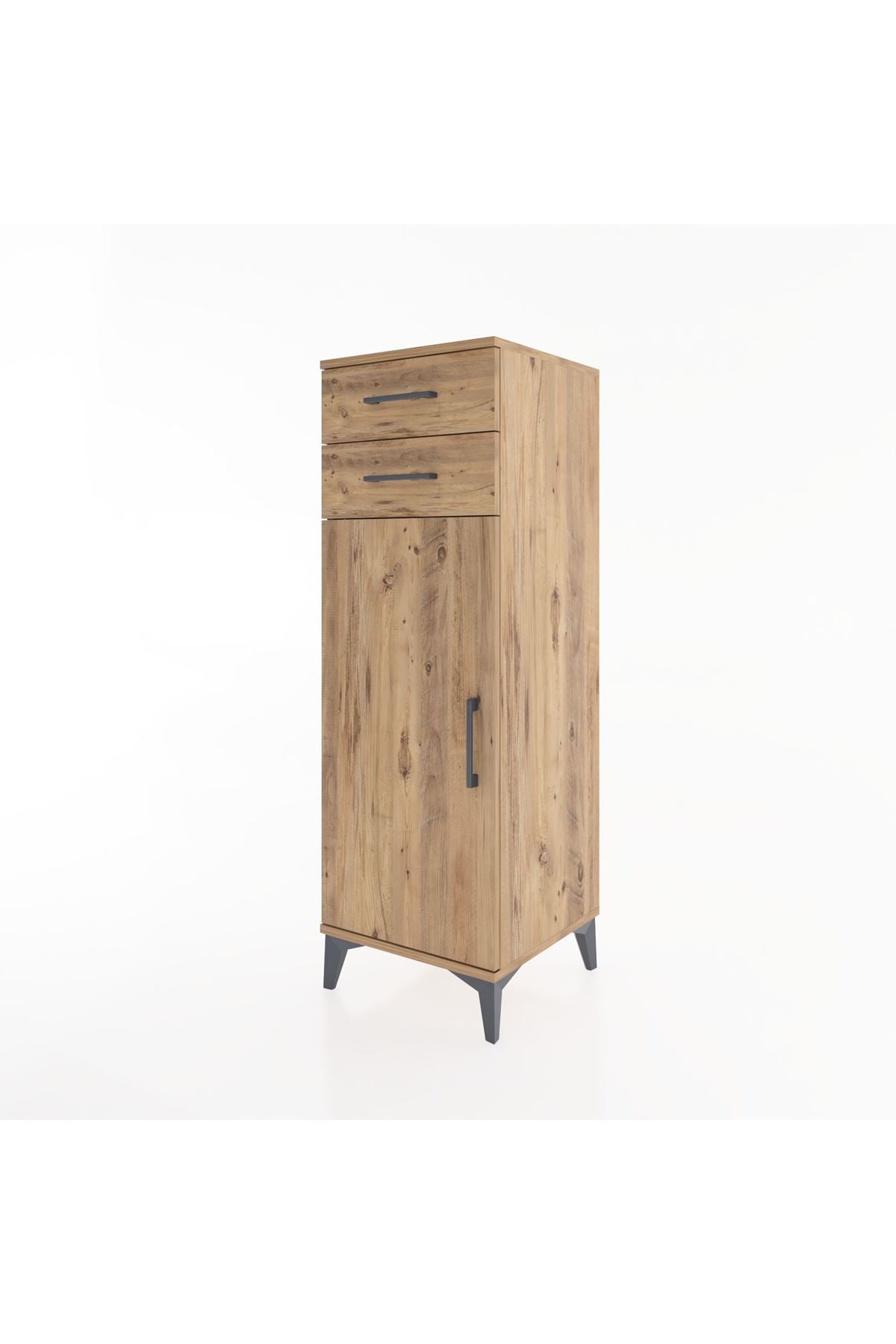 Hyperion Dolap 2 Raflı 2 Çekmeceli Tek Kapaklı 44x44x134 Çam-Çam