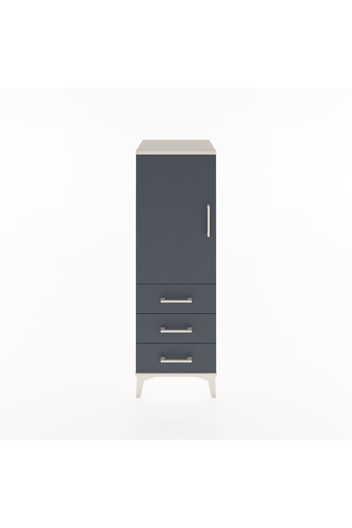 Hyperion Dolap 2 Raflı 3 Çekmeceli Tek Kapaklı 44x44x134 Aytaşı-Antrasit