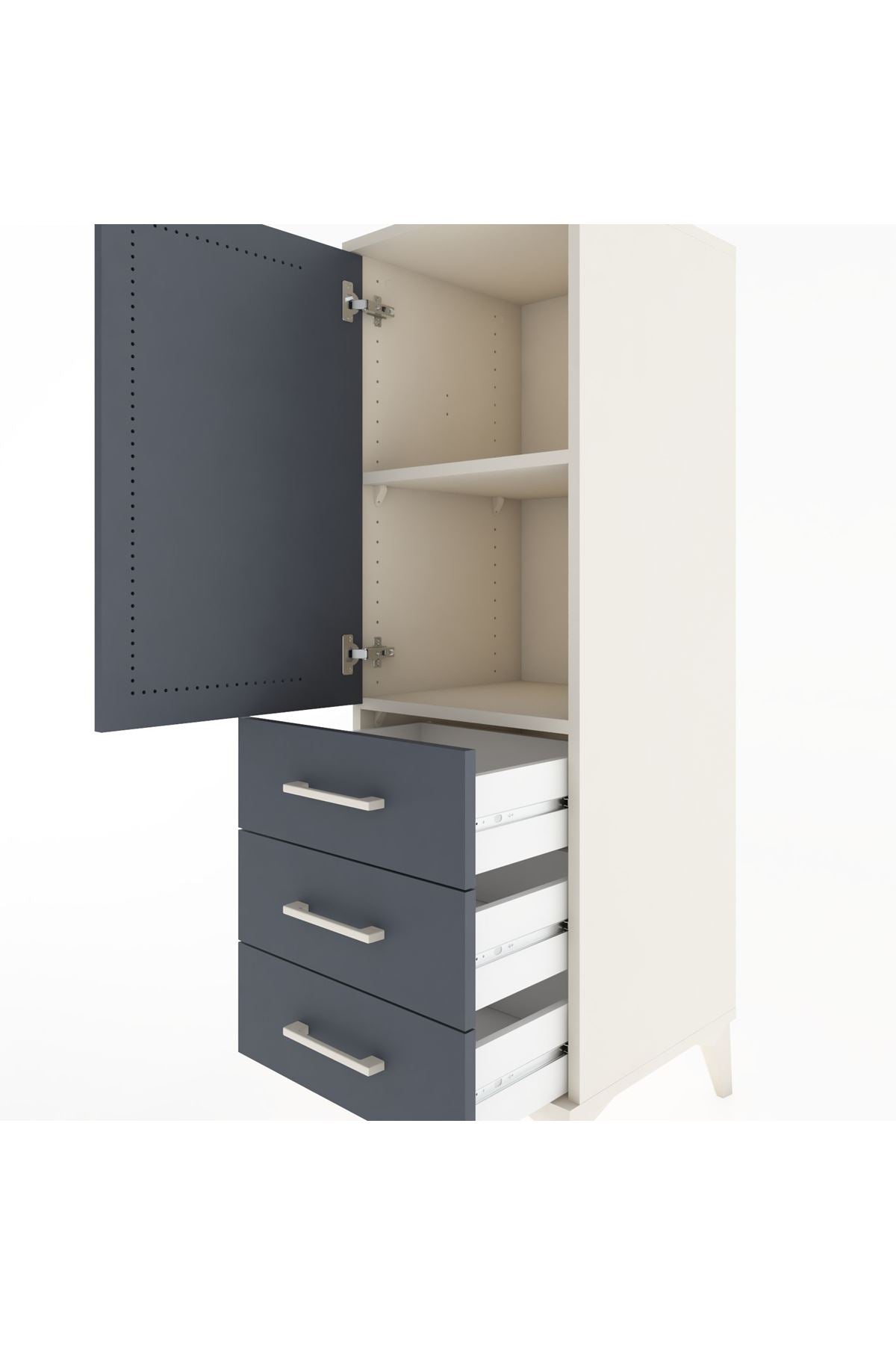 Hyperion Dolap 2 Raflı 3 Çekmeceli Tek Kapaklı 44x44x134 Aytaşı-Antrasit