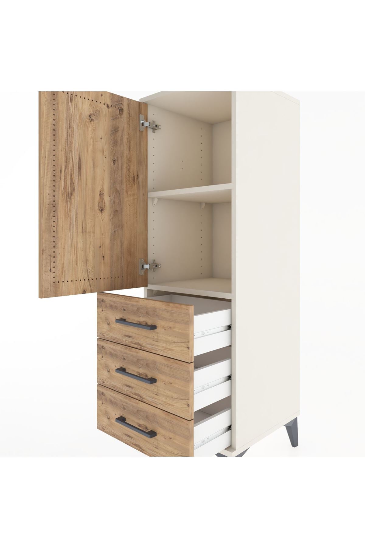 Hyperion Dolap 2 Raflı 3 Çekmeceli Tek Kapaklı 44x44x134 Aytaşı-Çam